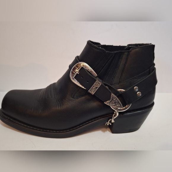 Dingo Women Black Leather Ankle Boots Strap & Silver Buckle Western Size 7.5 - Picture 5 of 10